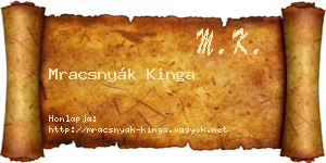 Mracsnyák Kinga névjegykártya